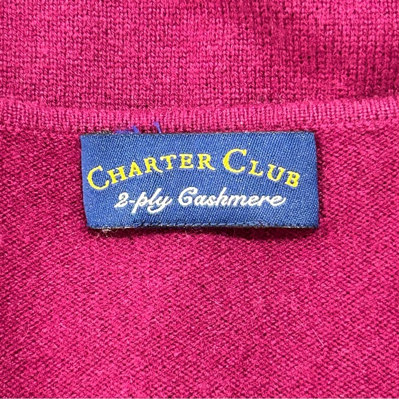 CHARTER CLUB Fuchsia 2-ply Cashmere Cardigan - Picture 4 of 4